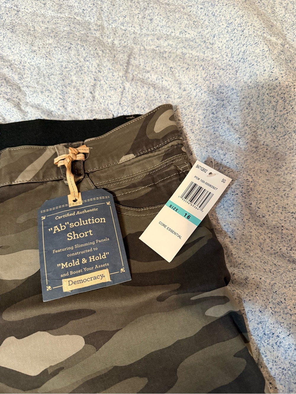 Democracy Camo an-solution Roll-Cuff Shorts in Olive and Khaki - Picture 3 of 7